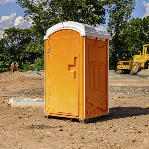 how often are the portable restrooms cleaned and serviced during a rental period in Rhine GA